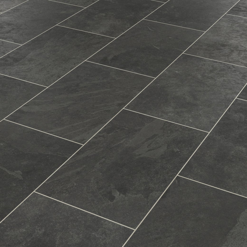 Knight Tile Black Riven Slate black LVT flooring