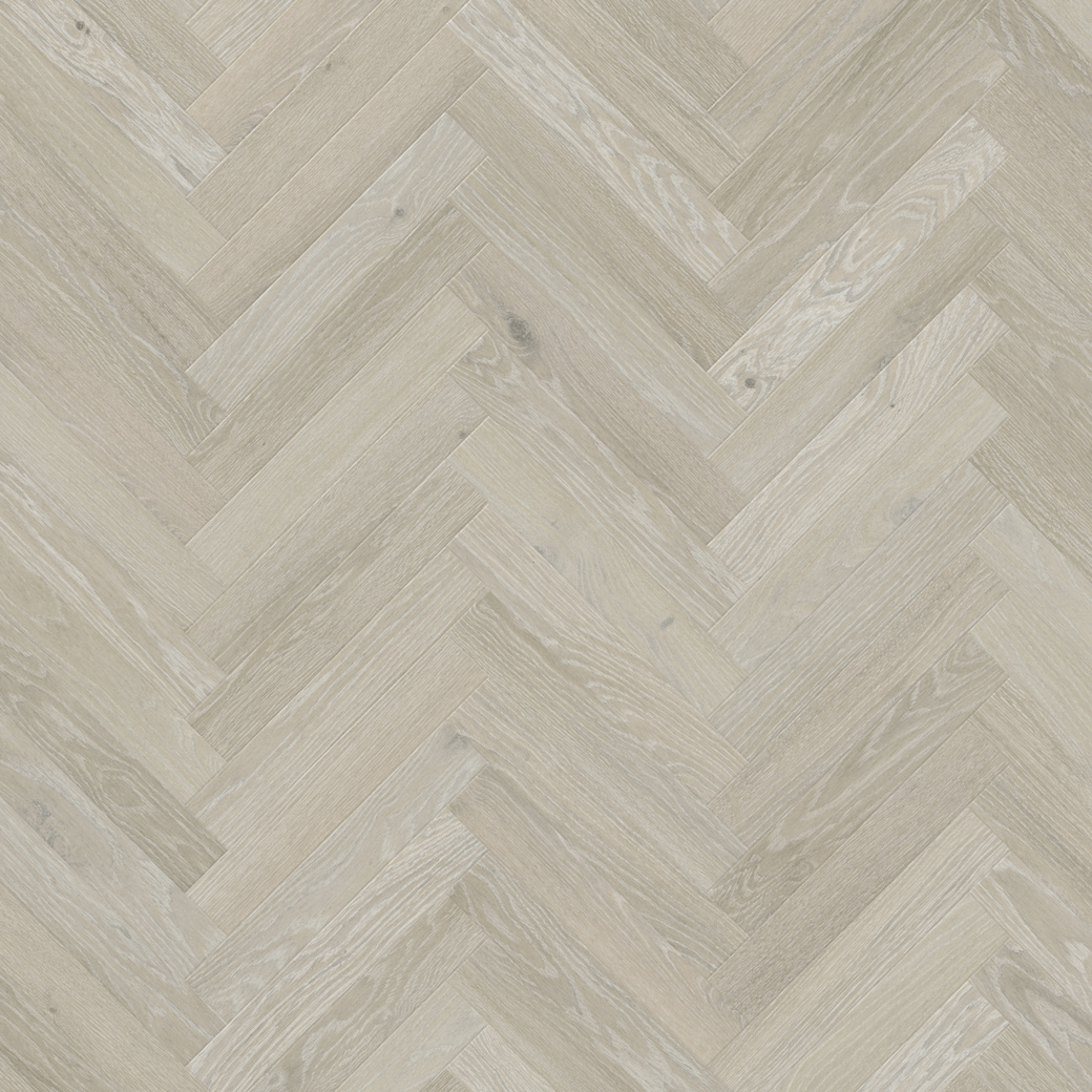 Clay Artisan Oak light grey herringbone lvt flooring from above